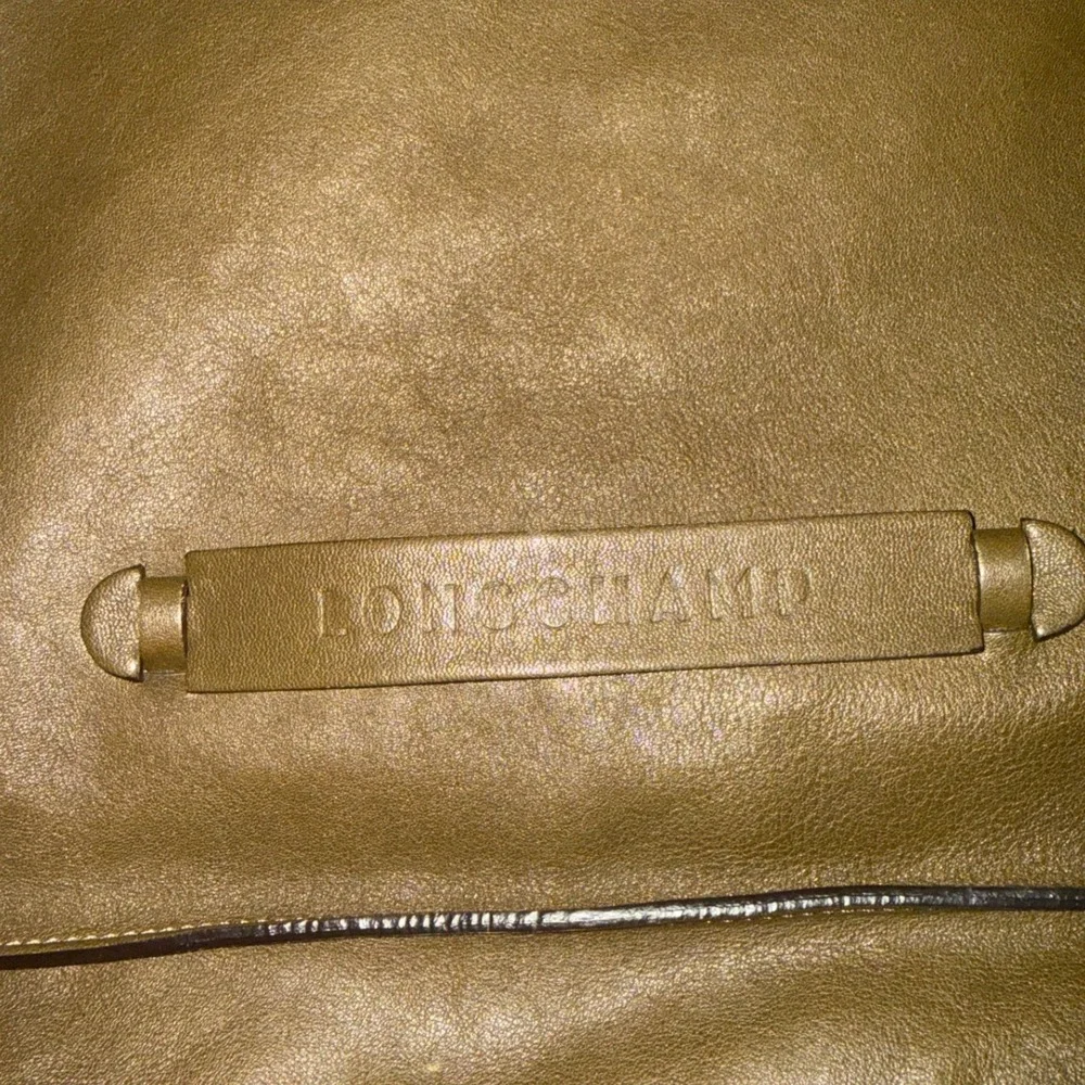 Longchamp 3D monochromatic Leather Hobo Bag Olive Green Logo Made in France